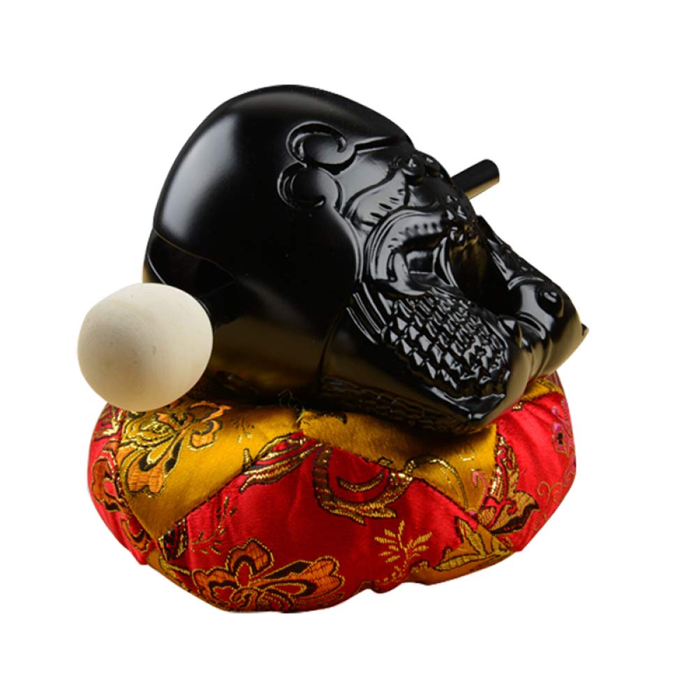 木製 魚型 木魚 花模様付き